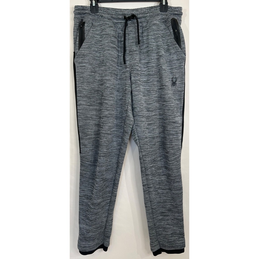 Spyder Active Mens Large Gray Jogger Pants Stretch Comfort Zip Pockets Athletic